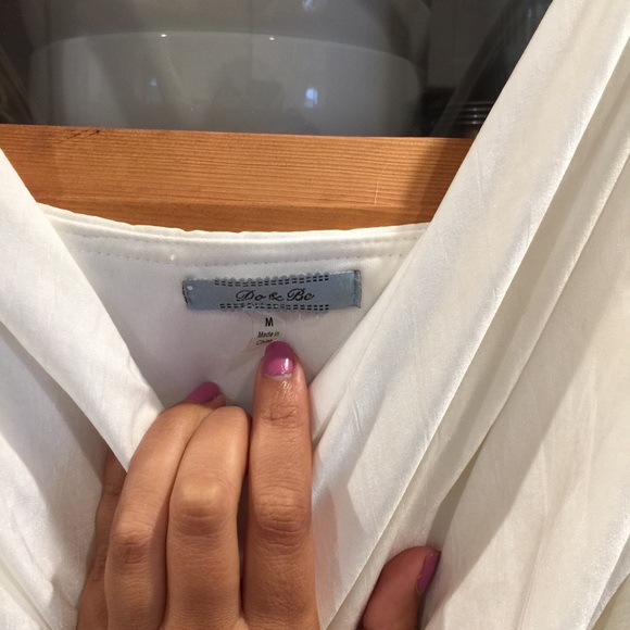 White Drape Ruched Short Dress Medium - Picture 4 of 6